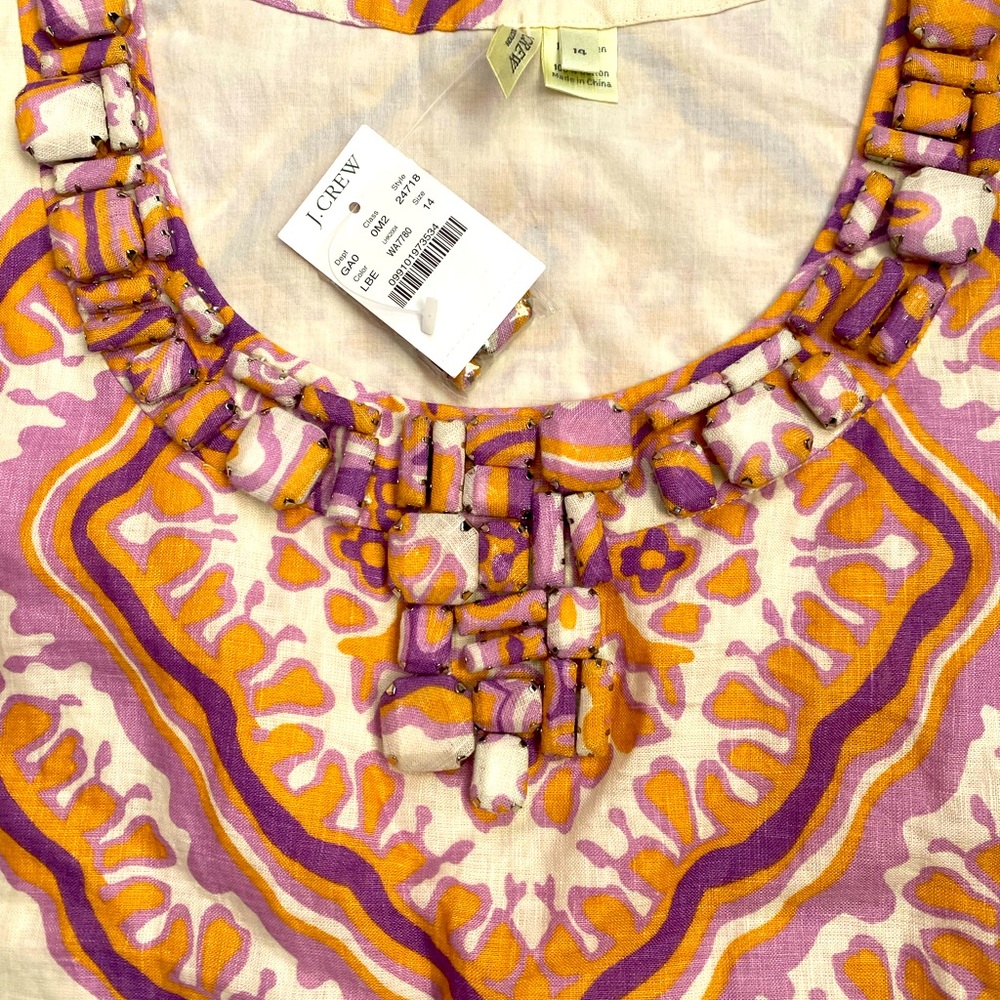 J Crew Jaipur Paisley Vintage beaded top Size 14 NWT - Picture 3 of 4